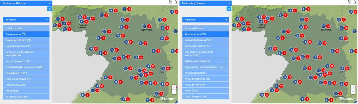 Previsión de temperaturas para los días 8 y 9 de enero en Zamora