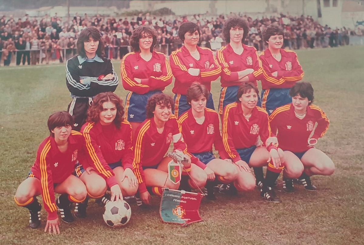 Primer once de la historia de la selección española en el que estaban cuatro jugadoras del Karbo: Inma, Lis, Geli y Rori.