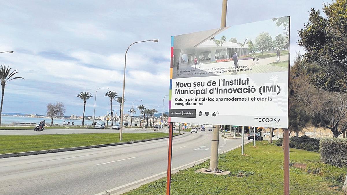 Cartel anunciando la nueva sede del Institut Municipal d’Innovació de Palma.