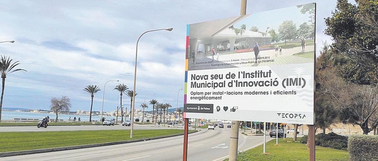 Cartel anunciando la nueva sede del Institut Municipal d’Innovació de Palma.