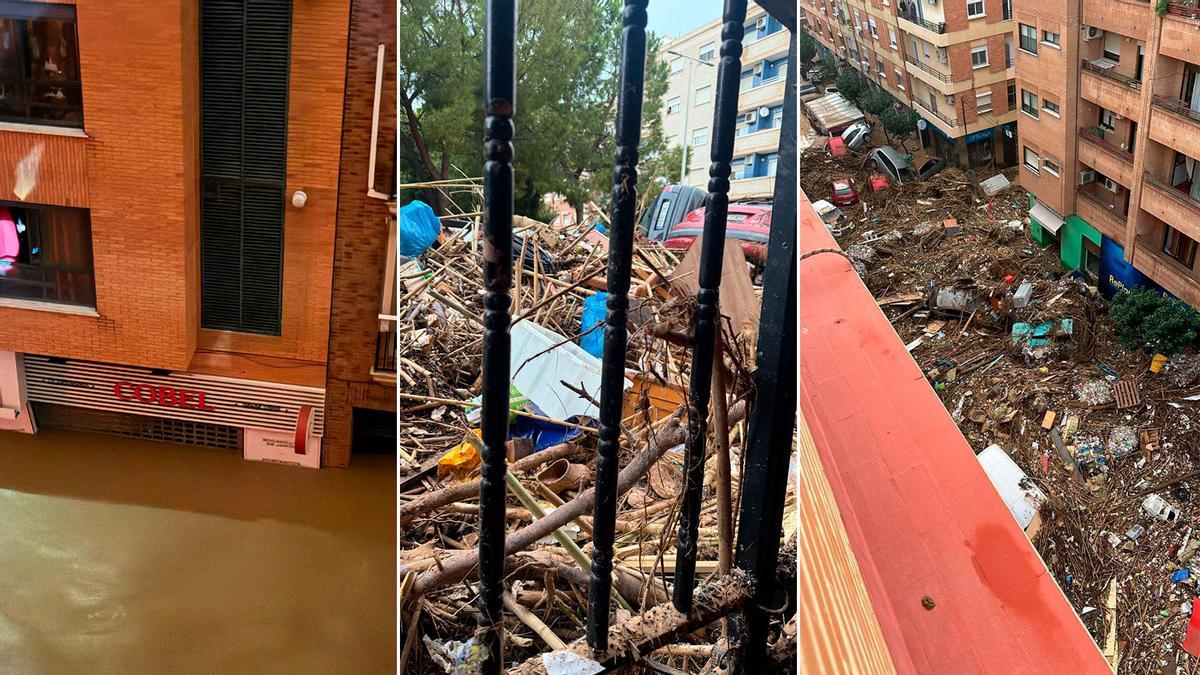 Los restos de la riada invadiendo Catarroja.