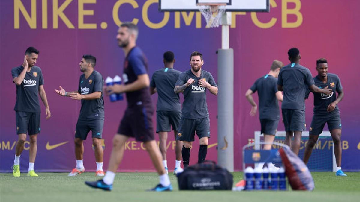 Messi se entrena con el grupo en la previa del Dortmund