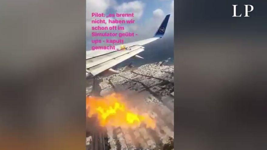 El impactante vídeo del fuego en un motor del avión que aterrizó de emergencia en Fuerteventura.