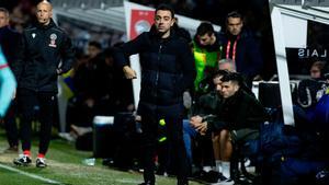 Xavi, durante el partido ante Unionistas