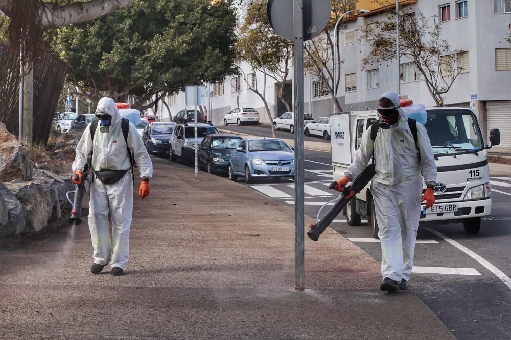 Tareas de limpieza en Santa Cruz de Tenerife