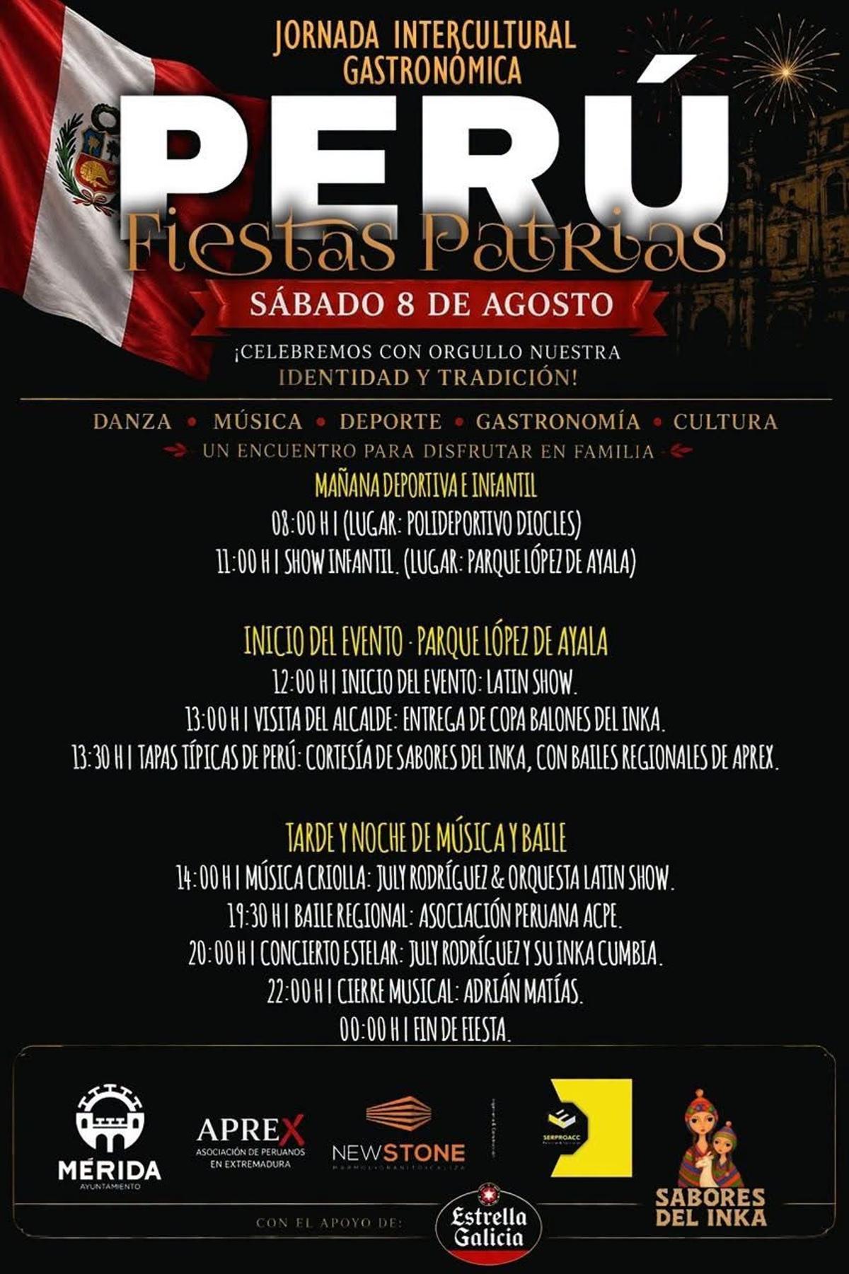Cartel 'Fiestas Patrias de Perú' en Mérida.
