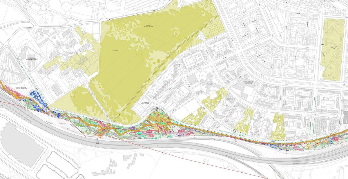 Plano del proyecto de reurbanización del parque lineal Manolito Gafotas