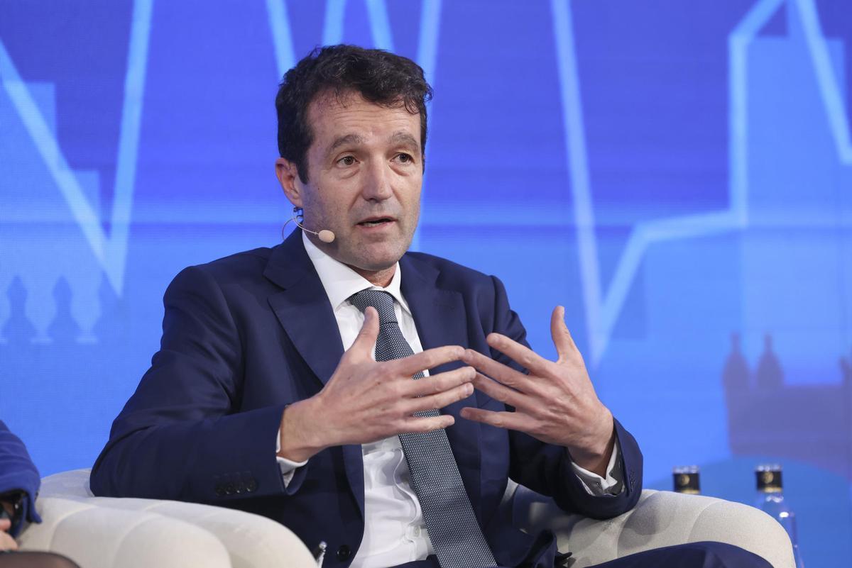 Ángel Escribano, presidente de Indra, durante su intervención en el último Spain Investors Day.