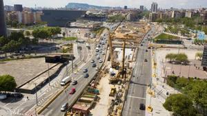 Vista general de las obras de la plaza de las Glòries.