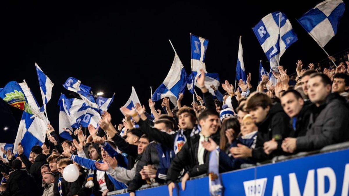 Imagen de una de las gradas del Ibercaja estadio en el derbi.