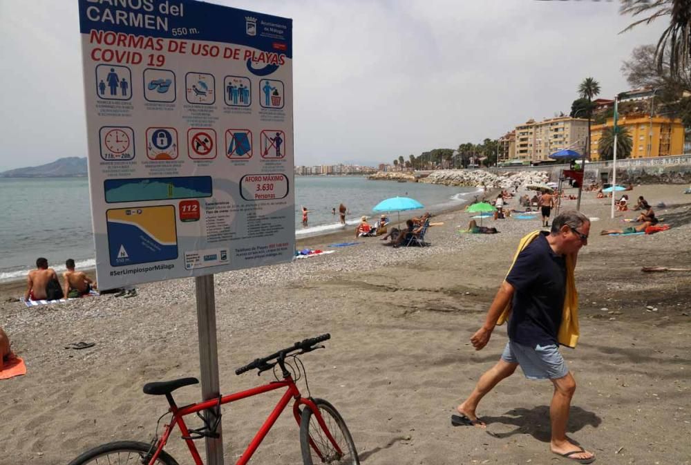 Control de aforo en las playas de Málaga en la nueva normalidad