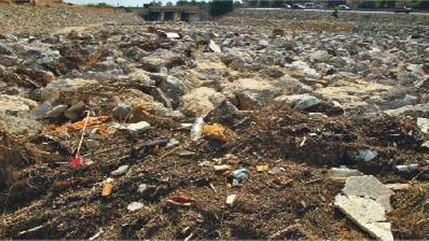 Una carpa

 muerta y residuos flotando en la balsa de Orgegia. Debajo, suciedad depositada en el lecho del barranco