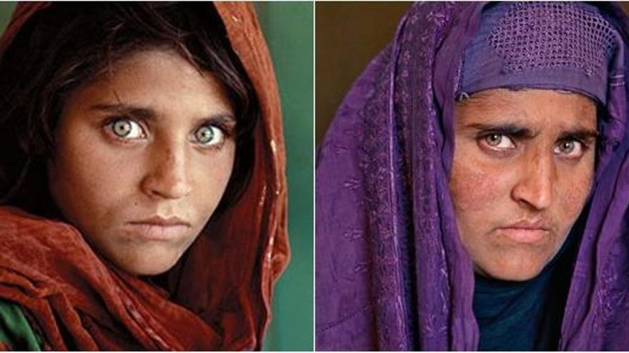 Sharbat Gula, la niña afgana, en 1985 y en 2002.