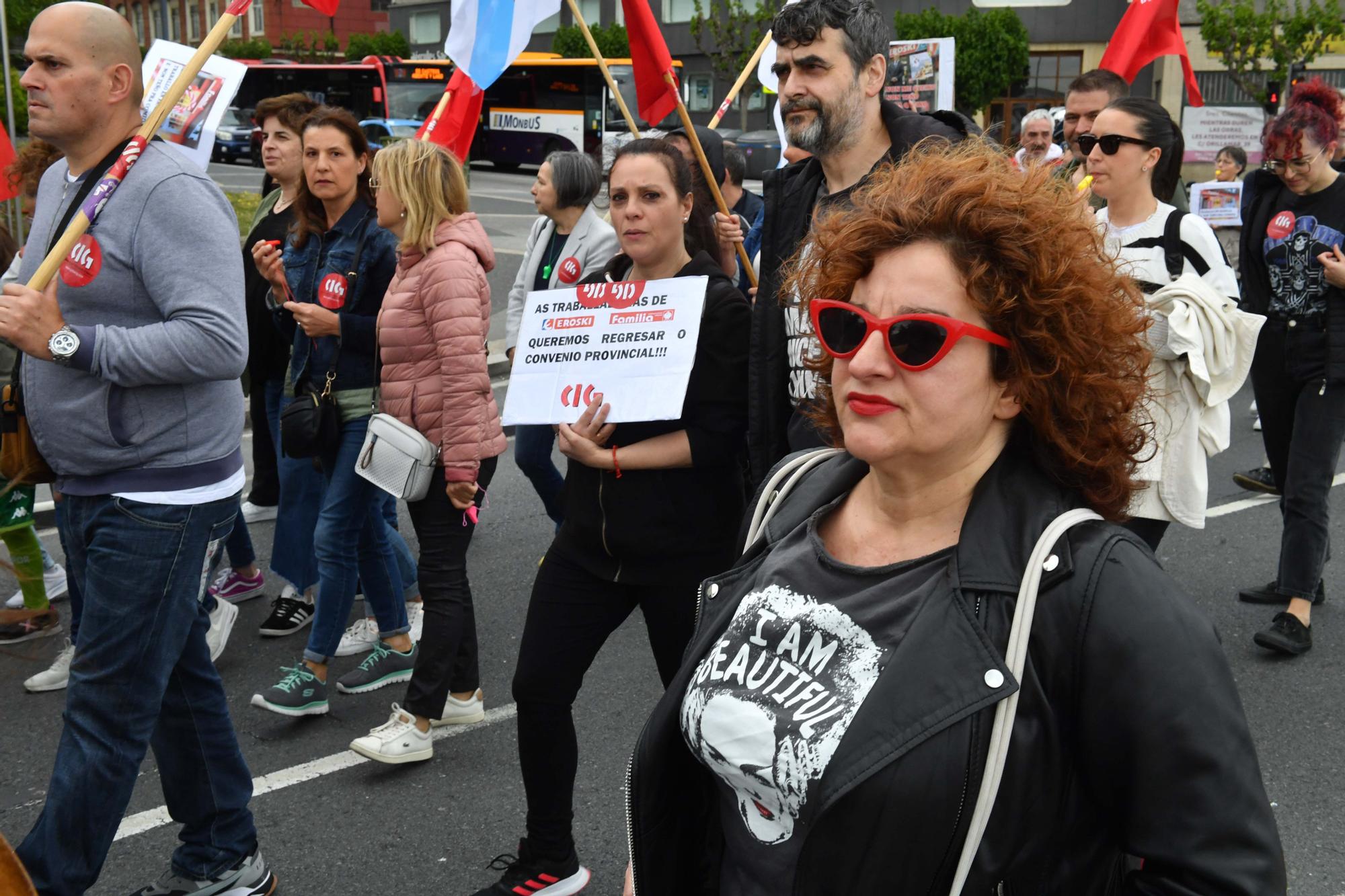 Manifestación de trabajadores de Eroski - Familia en el Obelisco