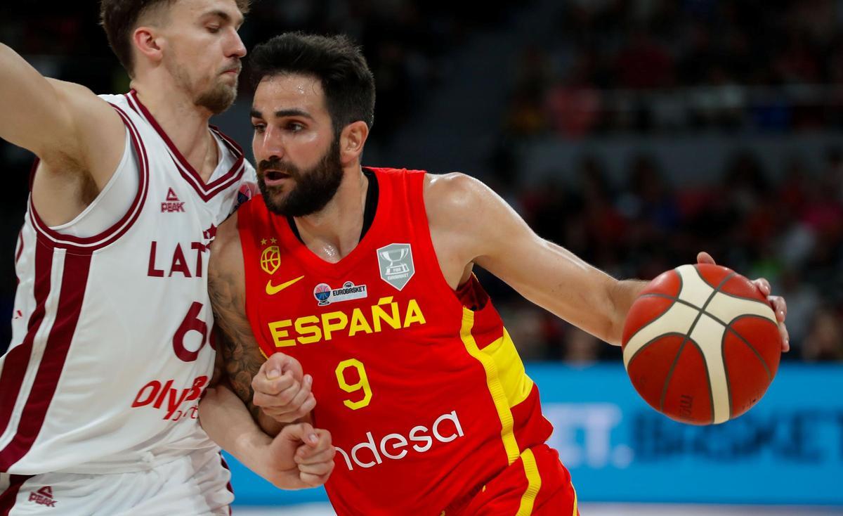 Ricky, en una acción del encuentro ane Letonia