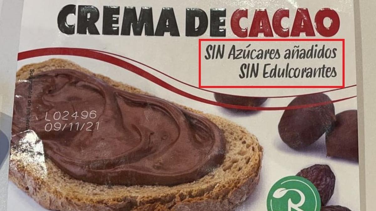 Envase de la crema de cacao de Carlos Ríos