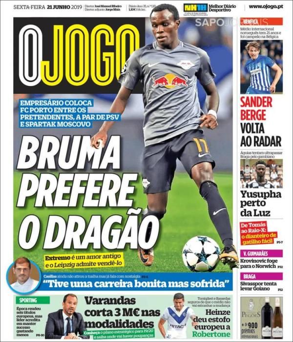 Portada O JOGO viernes 21 de junio de 2019