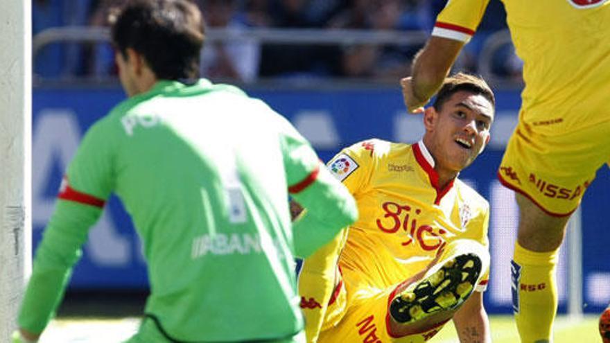 Sanabria celebra el gol marcado ante el Deportivo