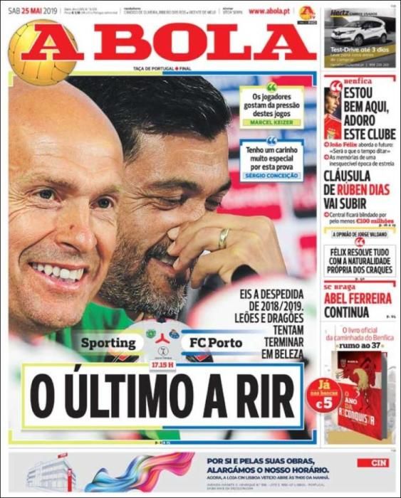 Portada A BOLA sábado 25 de mayo de 2019.