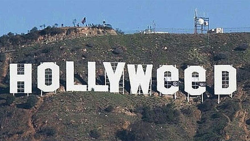 El cartel de Hollywood, cambiado por &#039;Hollyweed&#039;.