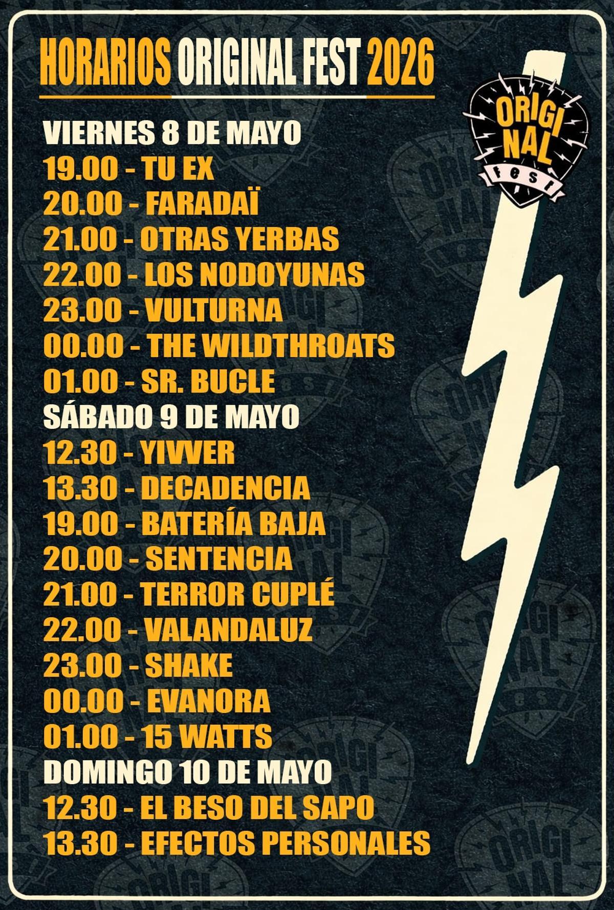 Horarios Original Fest 2026