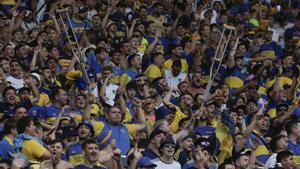 Aficionados de Boca Juniors durante la final