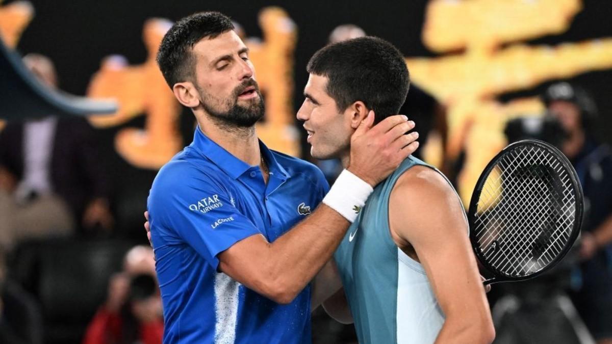 Carlos Alcaraz y Novak Djokovic, en el último Open de Australia