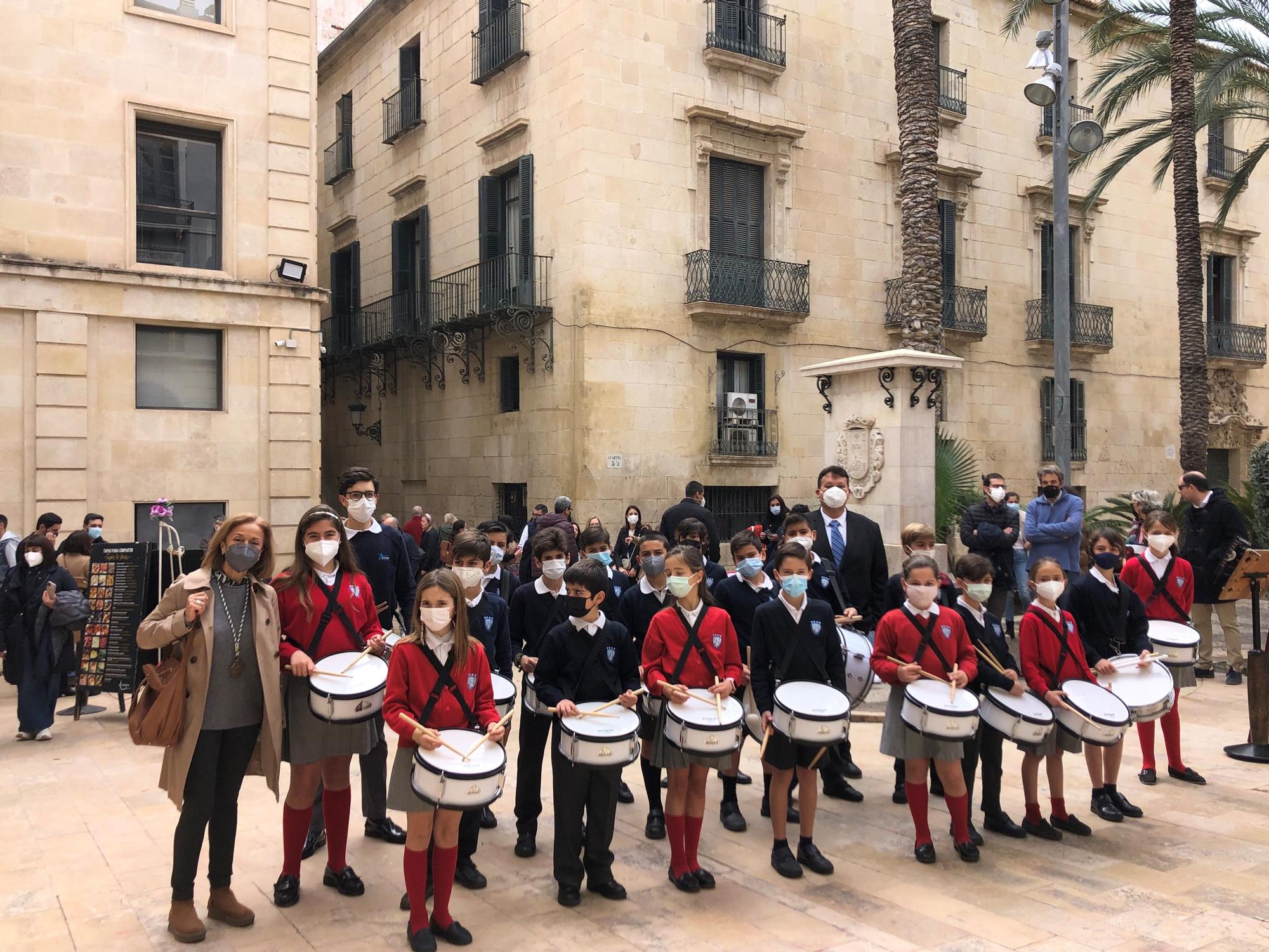 La agrupación de tambores del colegio Jesuitas que acompañará a la procesión de Jesús en Samaria, la Oración en el Huerto y Virgen de la Paz