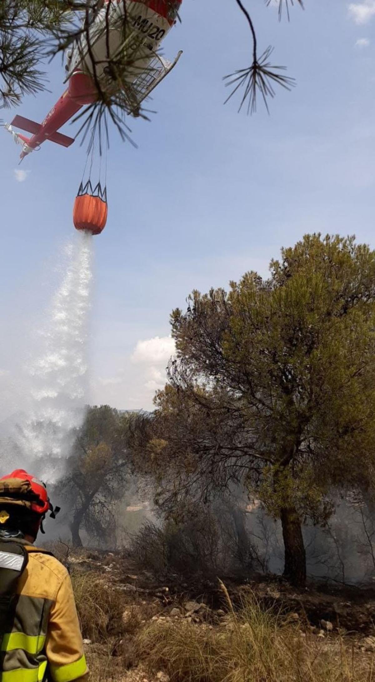 Trabajos en Jumilla para extinguir el fuego.