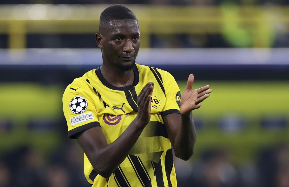 Dortmund (Germany), 05/11/2024.- Serhou Guirassy of Dortmund gestures during the UEFA Champions League league phase match between Borussia 09 Dortmund and SK Sturm Graz, in Dortmund, Germany, 05 November 2024. (Liga de Campeones, Alemania, Rusia) EFE/EPA/CHRISTOPHER NEUNDORF. borussia dortmund . sturm graz. liga campeones 2024/2025 borussia dortmund . sturm graz. 04. accion. bvb stadion dortmund