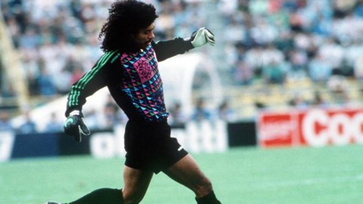 René Higuita, durante el Mundial de Italia de 1990.