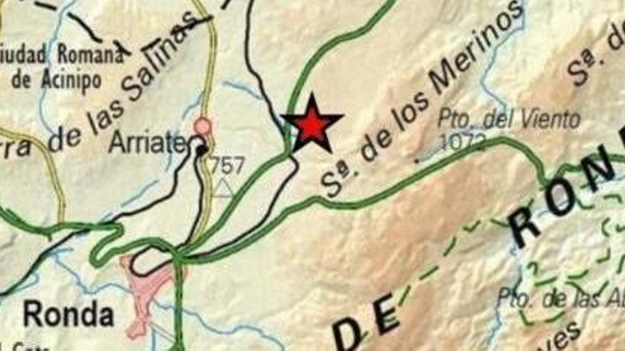 Localización del terremoto de magnitud 3,3 con epicentro en Arriate.