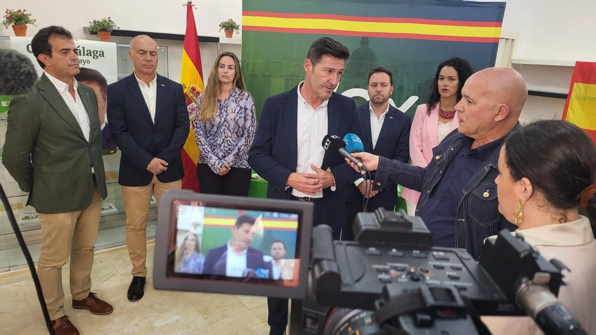 El candidato de Vox en Málaga, Antonio Alcázar, este jueves en el arranque de campaña.