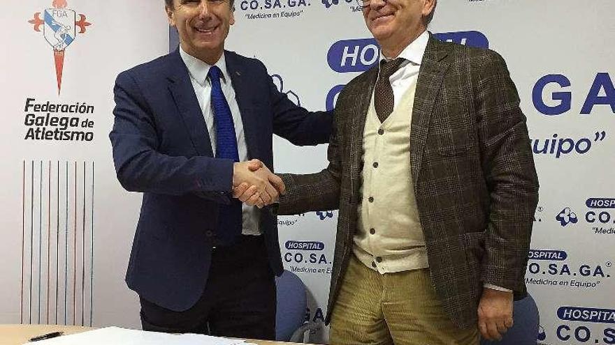 Isidoro Hornillos y José Ignacio Vidal, ayer en Cosaga. // FdV