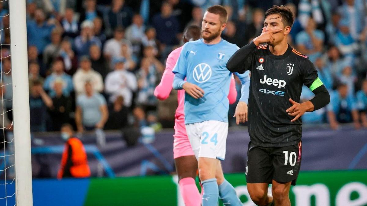 Dybala celebra su gol al Malmö