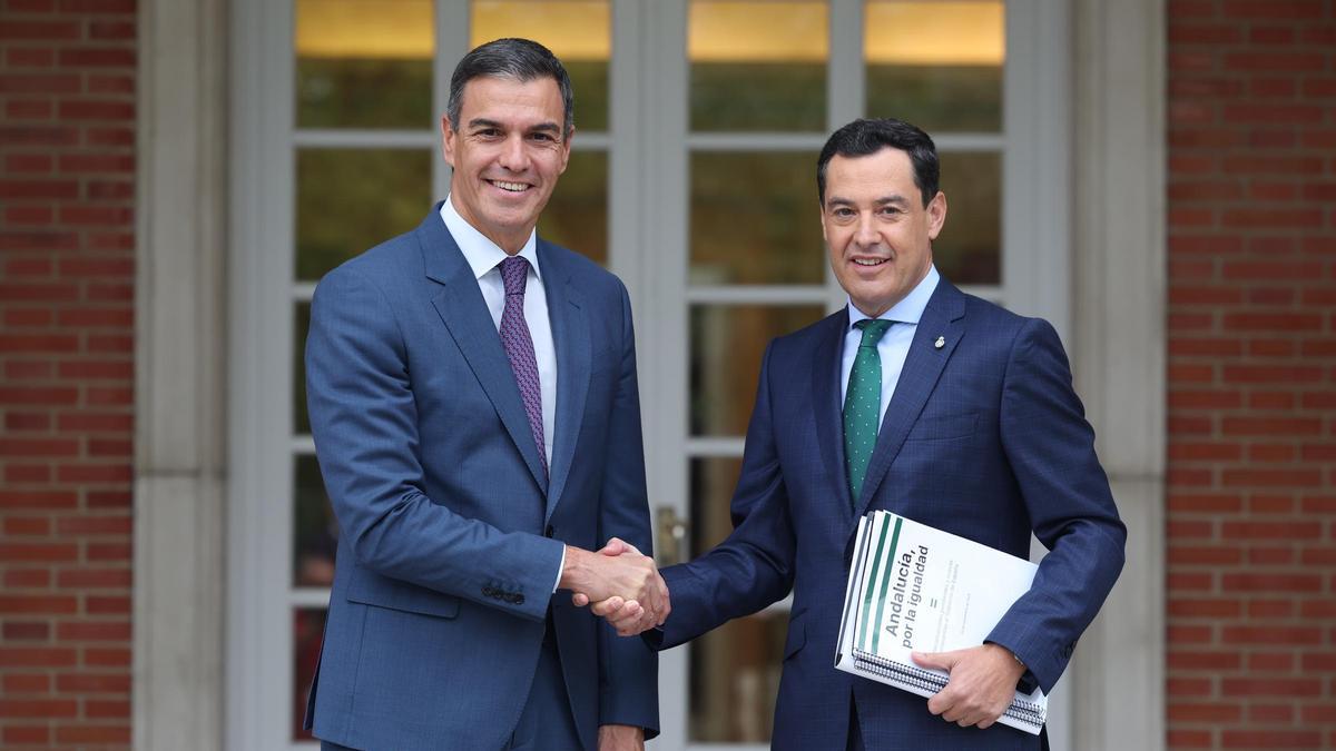 Pedro Sánchez y Juanma Moreno en una reunión en Moncloa.