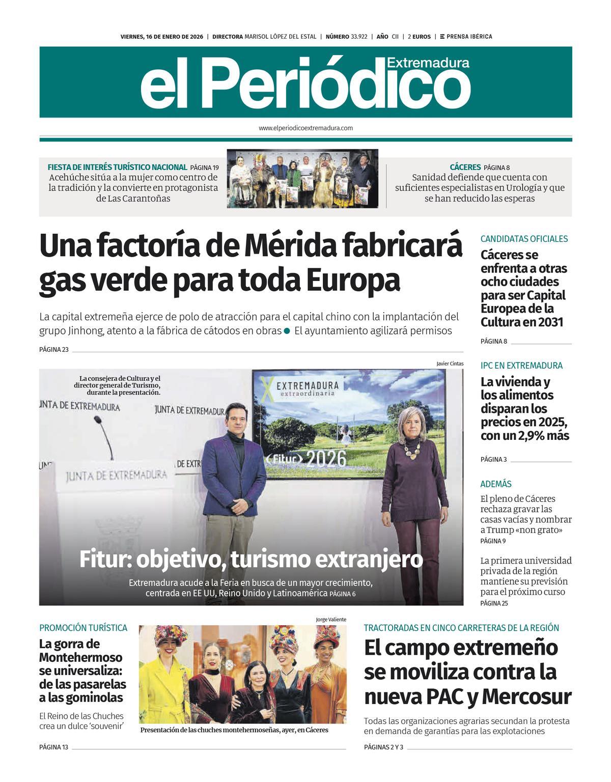 Consulta la portada correspondiente al día 16 de enero de 2026