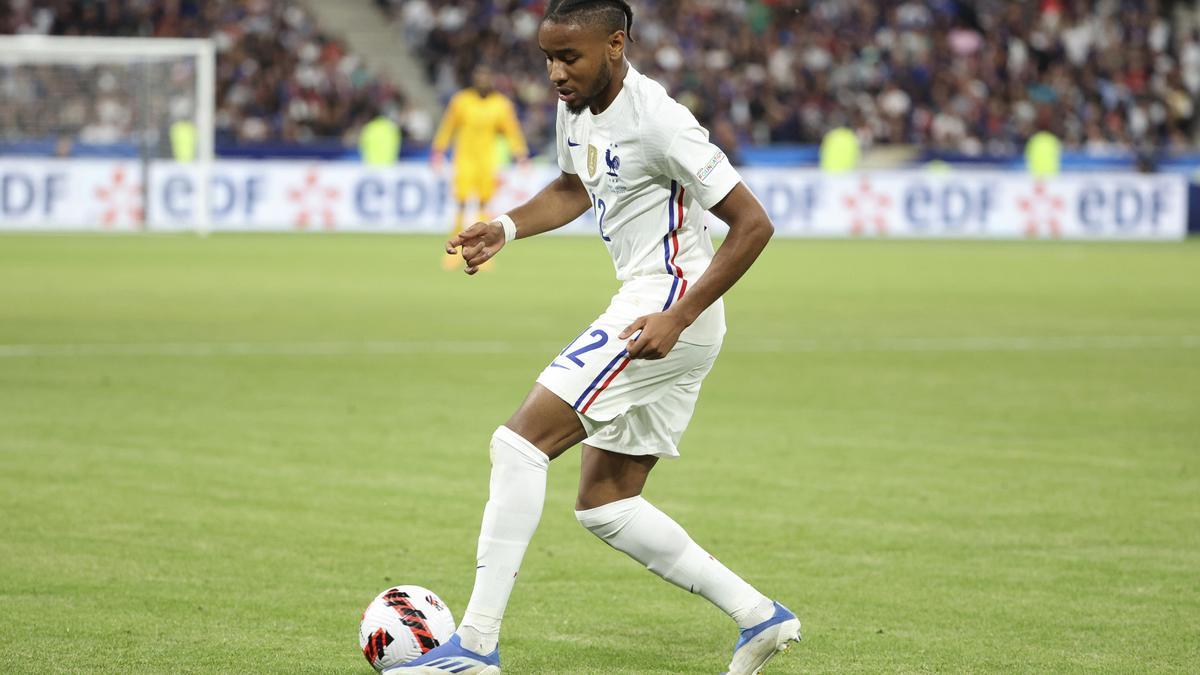 Christopher Nkunku durante un partido de la selección francesa.