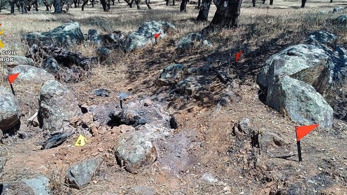 Punto de inicio del incendio en Monesterio.
