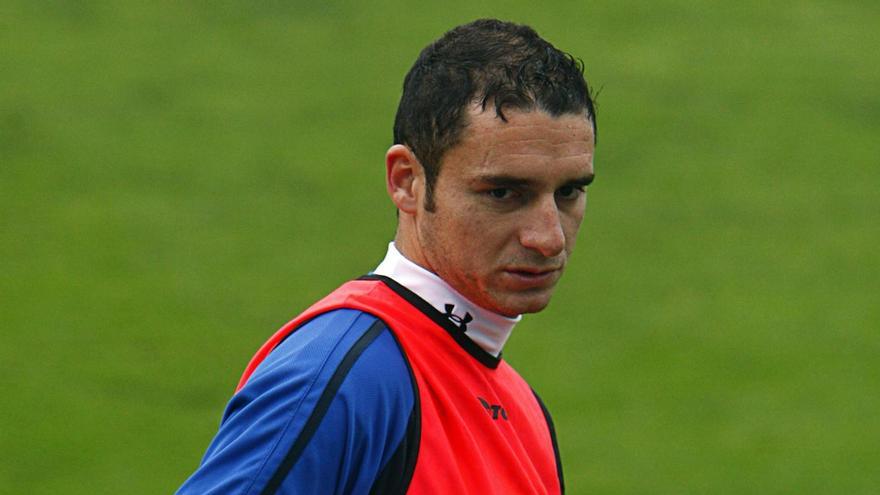 Andrija Delibasic, durante su etapa como delantero del Hércules, en un entrenamiento.