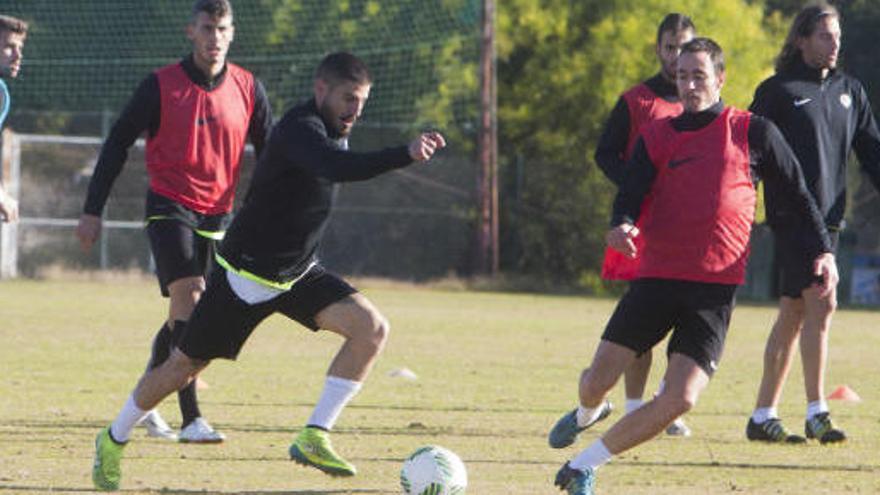 Los jugadores del Hércules en el entrenamiento del pasado jueves