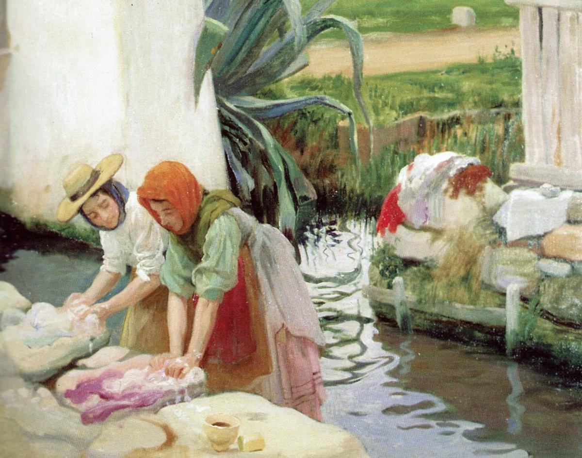 ‘Bugaderes a ses Feixes’, oli sobre tela, de Laureà Barrau, pels volts de 1915.
