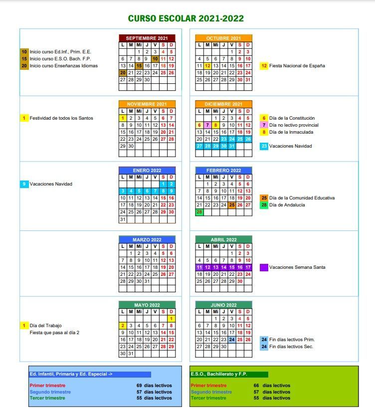 Calendario del curso escolar en Córdoba.