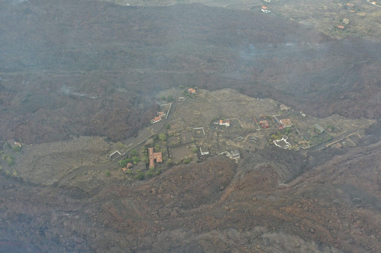 El avance de la lava del volcán de La Palma, a vista de pájaro en el décimo día de erupción