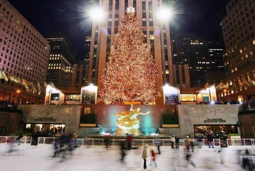 Rockefeller Center is decorated for Christmas in New York