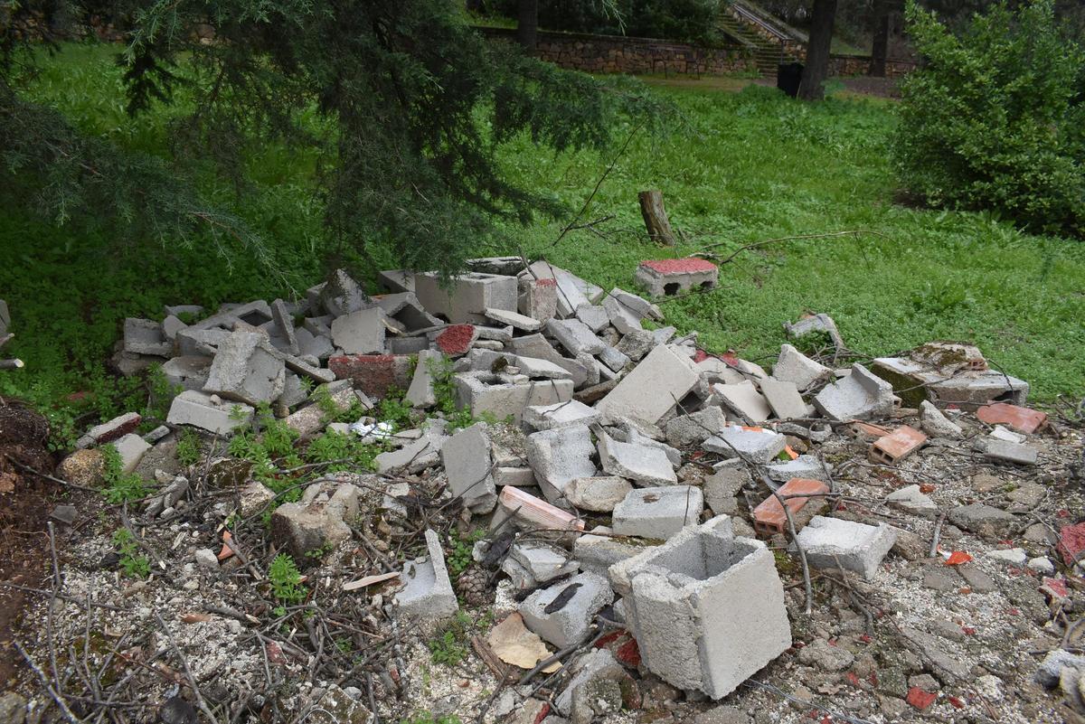 Bloques de hormigón del muro.