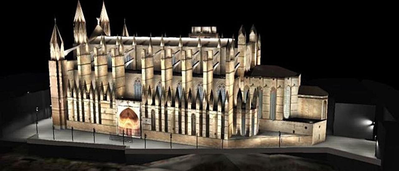 Imagen virtual de la Catedral con la nueva iluminación.