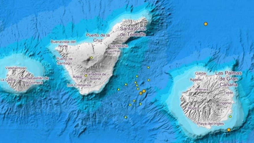 Enjambre sísmico entre Tenerife y Gran Canaria