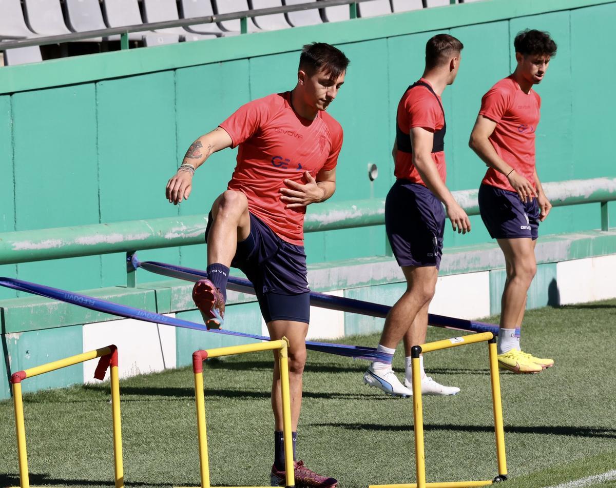 Carracedo, en la sesión de entrenamiento de hoy en El Arcángel.