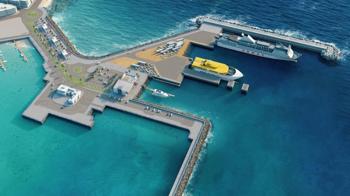 Infografía del proyecto de ampliación del muelle de Corralejo.